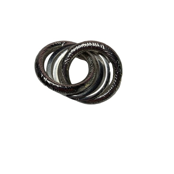 Jewelry - VTG Silver Tone Twisted Round 4 Circle Brooch 2.25” Textured Smooth MCM